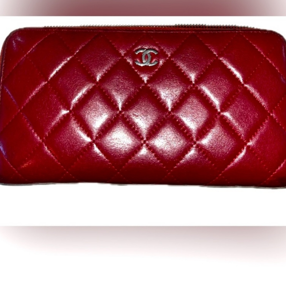 Chanel Caviar Quilted Large Zip Around Organizer Wallet with COA